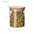 4oz 8oz 16oz 24oz candy glass jar with wooden cap Storage-43S